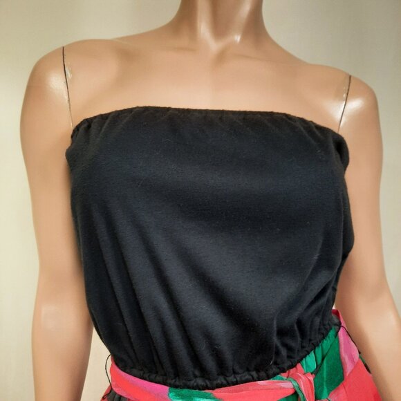 Vintage 80 Sundress Jacket Set size M Large Floral Print Tiered Strapless Midi - Picture 5 of 10